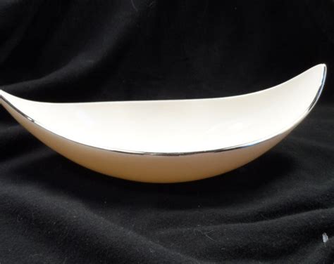 Canoe Shaped Bowl Lenox Bone China Ivory Platinum Trimed Bowl Gold Mark