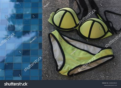 Modern Style Green Neon Triangle Bikini Stock Photo 2184434615