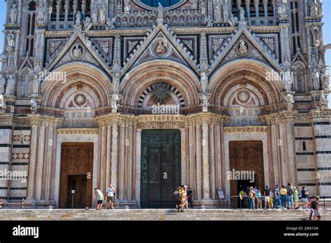 Main Entrance Of Duomo Di Siena In Piazza Del Duomo In Siena Tuscany