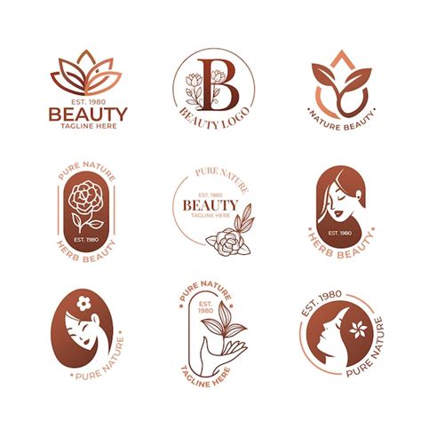 Conjunto De Logotipo De Belleza Natural Vector Premium