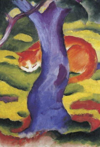 Cat Behind Tree Marc Franz Reproductions De Peintures Célèbres