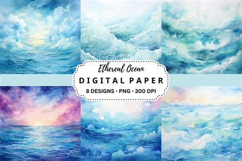 Watercolor Ethereal Ocean Backgrounds Graphic by pcudesigns · Creative ...