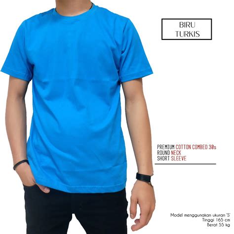 Jual KAOS POLOS BIRU TURKIS TUA COTTON COMBED 30s Aferia Store Shopee