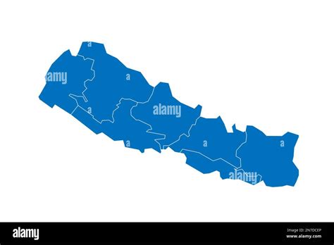 Nepal Political Map Of Administrative Divisions Provinces Solid Blue