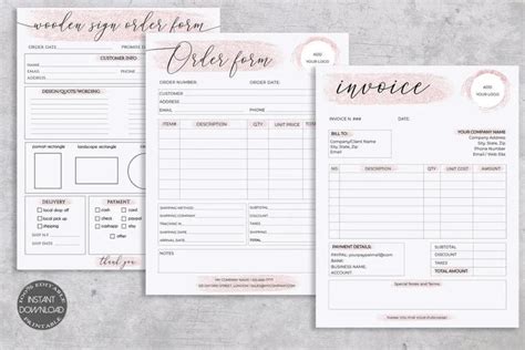 SunRayArt Designs 15 Editable Printable Order Form For Crafters