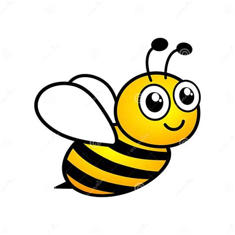 Cute Bee Happy Icon Cartoon Flying Bee With Big Eyes Insect Character