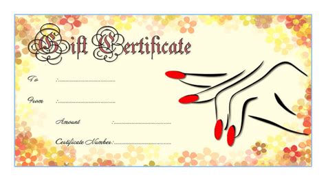 Nail Salon Gift Certificate Template Free Printable Edit This Gift