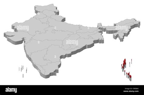 Political Map Of India With The Several States Where Andaman And