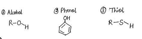 Solved Alcohols Phenols Thiols 1 Draw The Functional Groups