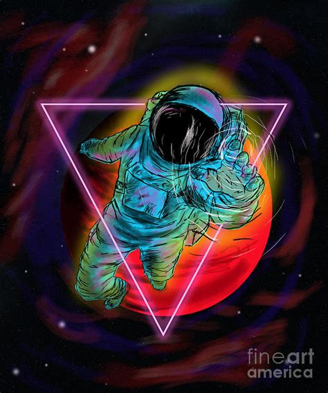 Colorful astronaut reaching out retro dreams Digital Art by Handcraftline