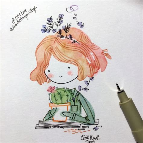 Cécile Hudrisier On Instagram Mini Portrait Au Cactus Original Art By