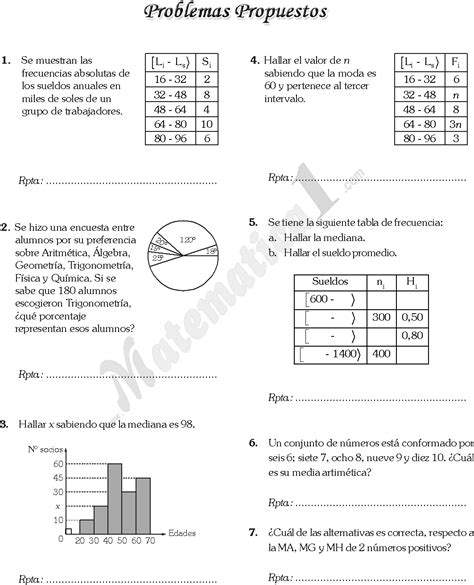 Estadistica De Secundaria Ejemplos Y Ejercicios Resueltos Pdf