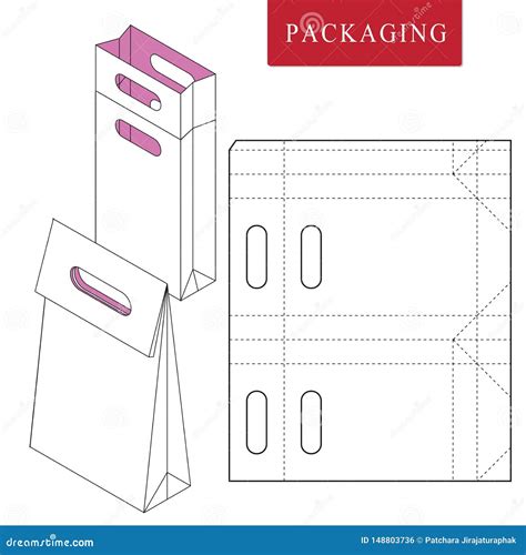 O Plantilla De Empaquetado Del Bolso Para Llevar Ilustraci N Del Vector