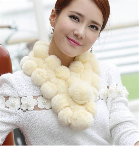 Buy Wholesale The New Rex Rabbit Fur Scarf Women Winter Neck Wrap Knitted Fur Ball Collar