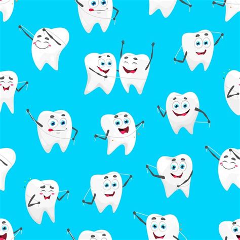 Premium Vector Cartoon Tooth Character With Dental Floss Pattern