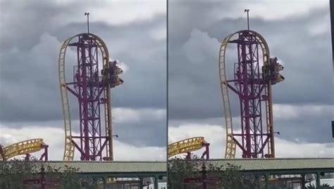 Viral Video Riders Stuck Upside Down A Roller Coaster Sakshi