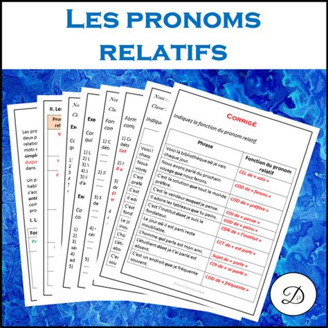 Pronoms Relatifs Explications Et Exercices