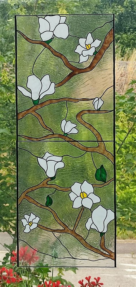 Wicoart Sticker Window Cling Faux Stained Glass Magnolia X Inches