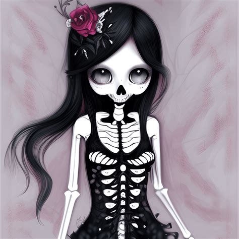 Cute Cartoon Girl Skeleton