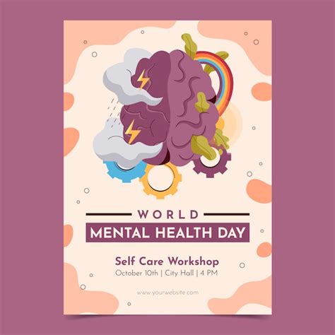 Free Vector World Mental Health Day Flat Design Vertical Flyer Template