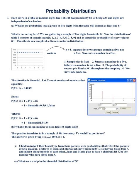 Probability Distribution Worksheets