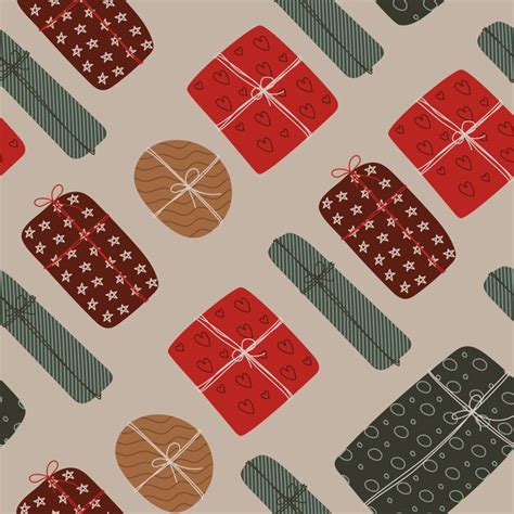 Premium Vector Seamless Pattern Of Hand Drawn Gift Boxes And Pack