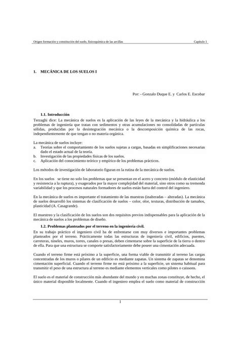 PDF 1 MECÁNICA DE LOS SUELOS I PDF fileOrigen formación y