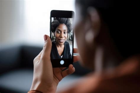 Toma De Una Mujer Usando Su Tel Fono Celular Para Hacer Una