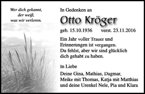 Traueranzeigen Von Otto Kr Ger Trauer Anzeigen De