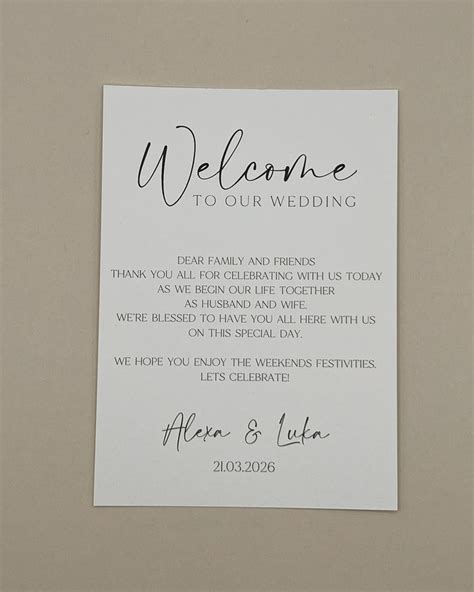 Wedding Welcome Cads Table Thank You Card Place Setting Thank You