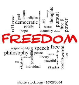 Freedom Word Cloud Concept Red Caps Stock Illustration