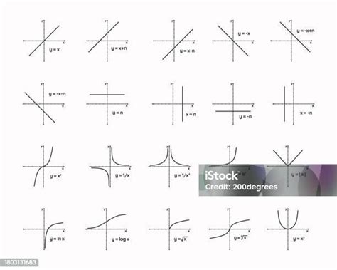 Math Geometry Graphs Collection Set Vector Illustration Linear Constant Logarithmic Exponential