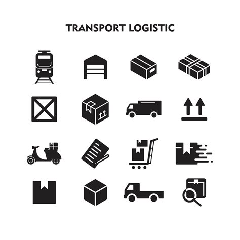 conjunto de icono de logística de transporte vector de silueta de