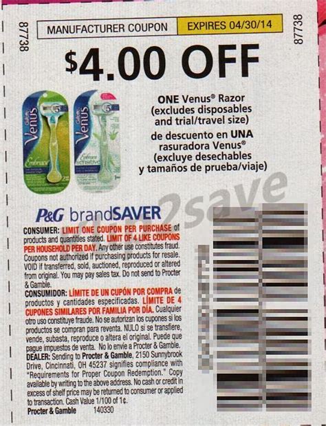 Venus Printable Coupons