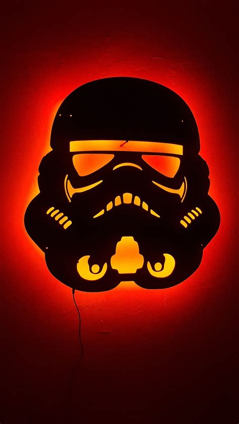 Star Wars Stormtrooper Neon Led Sign Lighted Up Wooden Wall Etsy