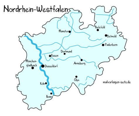 Nordrhein Westfalen Landkarte Bundesländer Deutschland Ausmalbild