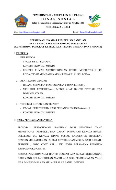 Contoh Proposal Minta Bantuan Kursi Roda Ke Dinas Sosial