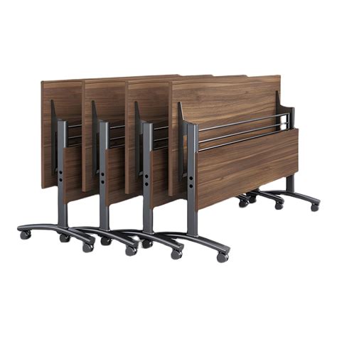 Modern Folding Office Desk Brown Movable Task Desk with Wheels - 55.1"L ...