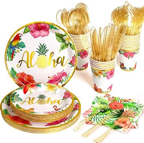 Hawaiian Luau Party Decorations Set Hawaiian Disposable Plates And Napkins With