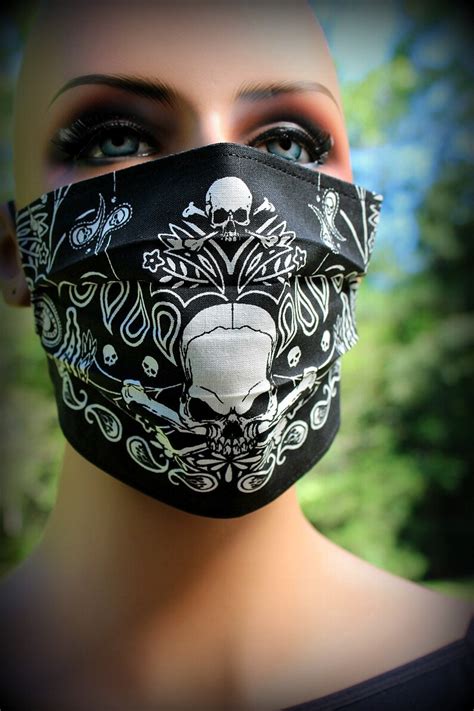 Fabric Face Mask Skull Black Bandana Pirate Mask Face Mask Etsy