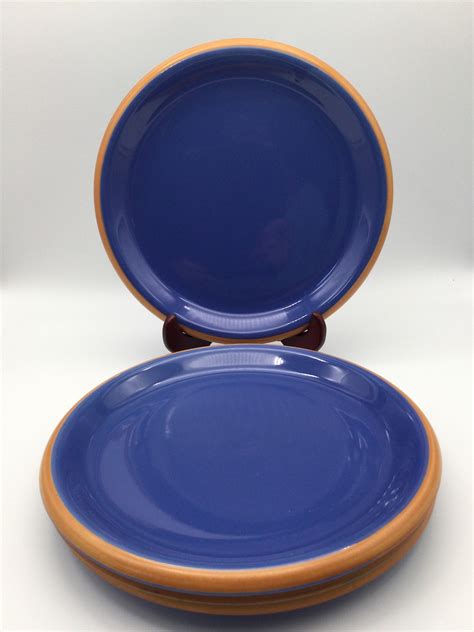 Vintage Crown Corning Japan Blue Sonora Set Of 4 Dinner Plates Etsy