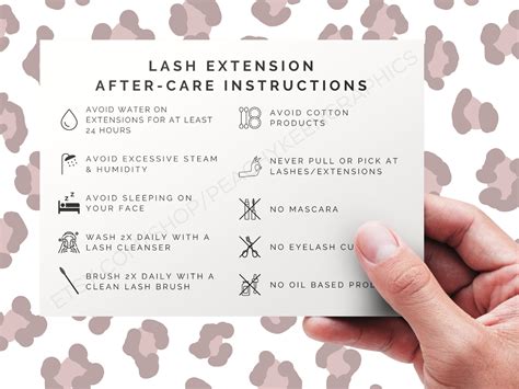 Eyelash Extension After Care Instructions Card Digital Etsy