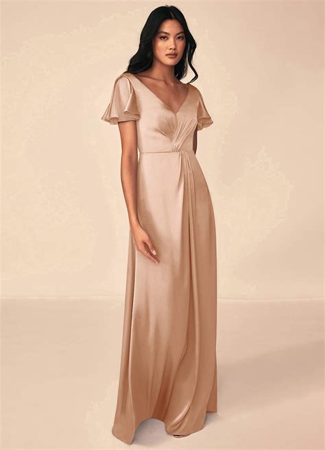 Azazie Soren Stretch Satin Dress English Rose Bridesmaid Dresses