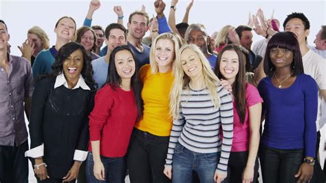 Portrait Of A Large Group Of Happy And Diverse Business People Who Are