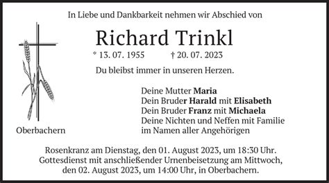 Traueranzeigen Von Richard Trinkl Trauer Merkur De