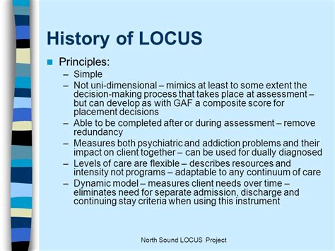 North Sound MH Administration LOCUS Level Of Care Utilization System