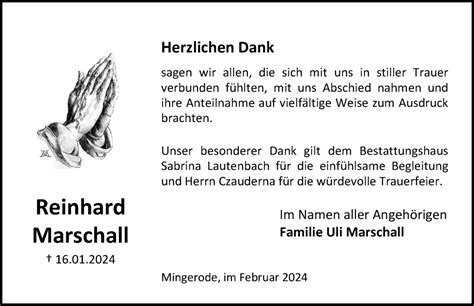 Traueranzeigen Von Reinhard Marschall Trauer Anzeigen De