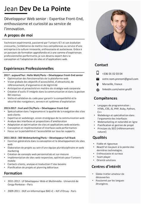 Exemple de CV Développeur Web GRATUIT