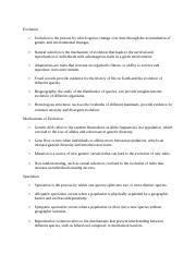 Comprehensive Study Guide on Evolutionary Mechanisms | Course Hero