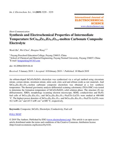 PDF Synthesis And Electrochemical Properties Of Intermediate